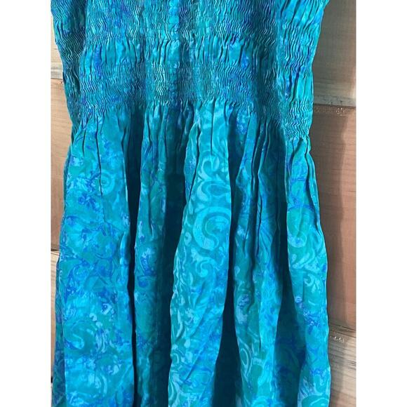 Batik Bali Women's Cover up Beach Dress. Blue/Teal. Beads strap. one size - Picture 2 of 6